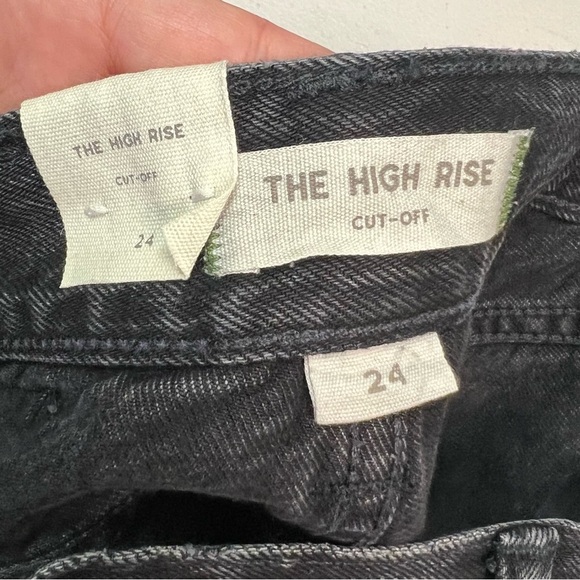 AE77 The High-Rise Cut-Off Women’s Stylish Black Denim Shorts Size 24 - Picture 10 of 13